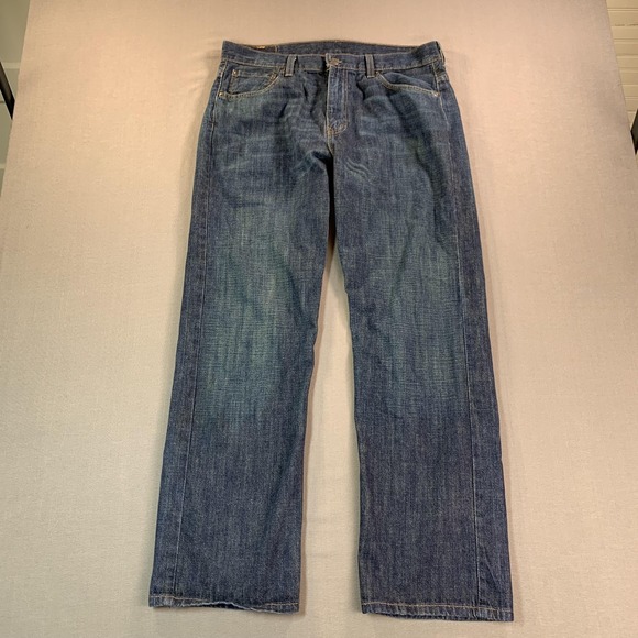 Levis 569 Jeans Men 33x32 Dark Blue Denim Relaxed Med Wash Y2K Baggy Skater Gorp - Picture 7 of 15